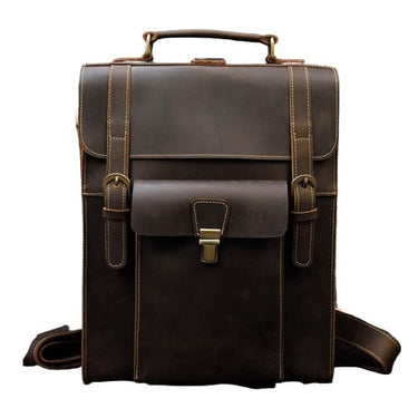 modelos de mochilas cuero hombre marrón oscuro